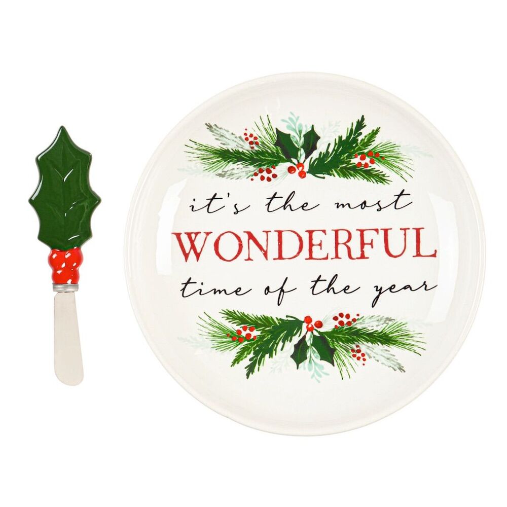 Christmas Cheese Plate‎ & Spreader Set NWT